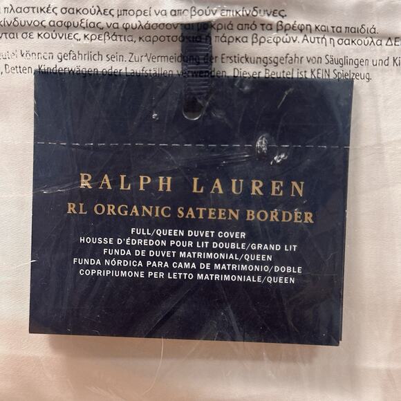 Ralph Lauren RL Organic Sateen Border Full/Queen Duvet Cover $400 Parchment NWT - Picture 8 of 10